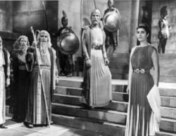Manos Katrakis, Irini Pappa and Thodoros Moridis, starring in the screen adaptation of Sophocles' Antigone, directed by Giorgos Tzavellas