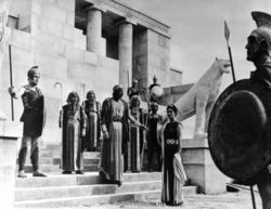 Manos Katrakis as Creon and Irene Papas as Antigone, in the screen adaptation of Sophocles' Antigone, directed by Giorgos Tzavellas