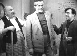 Aimilios Veakis, Lampros Konstantaras and Fragkiskos Manellis in a scene from the film Apaches of Athens, directed by Ilias Paraskevas